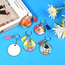 120 件未完成的空白密度板钥匙扣胚链 MDF 热转印钥匙扣吊坠装饰，适合派对礼物。 - 熱轉印鑰匙 - 查看 6