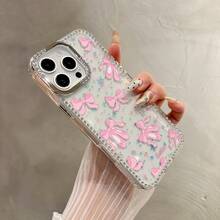 1 pieza Funda de teléfono con lazo rosa de moda y patrón de estrella de rhinestone, resistente a la suciedad, anti-contaminación, carcasa dura de PMMA a prueba de golpes, funda de teléfono personalizada compatible con Apple 11, 11 Pro, 11 Pro Max, 12, 12 Pro, 12 Pro Max, 13, 13 Pro, 13 Pro Max, 14, 14 Pro, 14 Pro Max, 14 Plus, adecuada como regalo para novia, familia, amigos, abuelos, parejas, aniversario, cumpleaños, graduación, boda, baile de graduación, Día de la Madre, Día del Padre