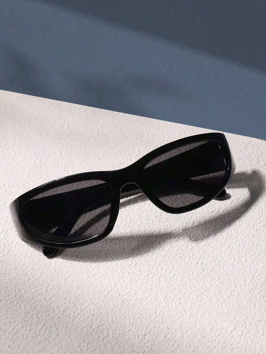 1 PC Women's Acrylic Wrap Shape Y2K Outdoor Cycling Fashion Glasses For Daily Outdoor Sports Use Beach Accessories For Women Glasses Shades Y2KFest Music Fest For Summer Beach Vacation,Outdoor,Travel Street Y2k Style Oversized Wrap Frame For Music Festival Preppy Style For Back To School - Black 2 - 查看 1