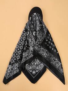 1条复古美式风格头巾，街头时尚佩斯利花纹和豹纹印花头巾，女士防晒头带 - 彩色 - 查看 4