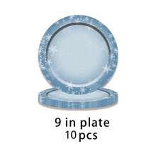 Set de 60 piezas de vajilla con temática de copos de nieve azules sin plástico, suministros para fiestas navideñas felices, platos de papel de 9"/7", platos de postre, vasos para bebidas, tazas de café y servilletas - Multicolor - Ver 14