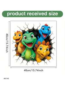 1 قطعة ملصق حائط ديناصور 3D كبير العيون جذاب، قابل للإزالة وذاتي اللصق، تصميم مشقوق، دافئ، مناسب لديكور جدران المنزل والغرفة والحمام والخلفيات الأخرى - مصنوع من مادة البي في سي - متعدد الألوان - مشاهدة 12