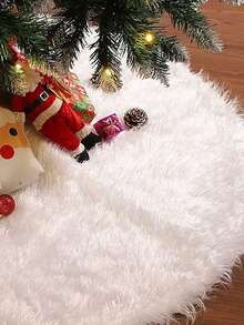 1pc Christmas Home Decor Christmas Tree Skirt, Sequin Snowflake White Faux Fur Snowflake Tree Skirt, Soft Cozy Christmas Decoration Pure White Plush Tree Skirt, Versatile Christmas Tree Skirt Accessory