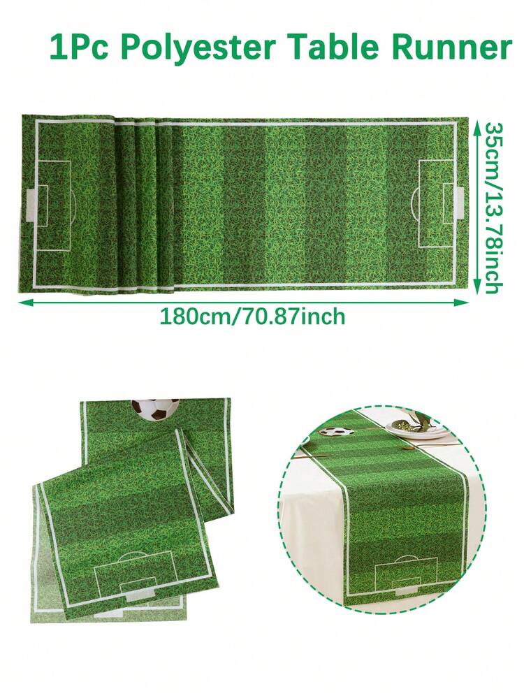 1 pieza Camino de mesa de fútbol, Camino de mesa de poliéster de fútbol, Mantel con tema de fútbol para fiesta, Mantel decorativo para fiesta de cumpleaños, boda, bautizo, fiestas, para interiores y exteriores, Decoración de mesa de regalo, centro de mesa, comedor, cocina, decoración del hogar, Regalos de fiesta - fútbol americano - Añade 7