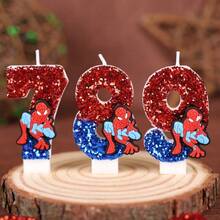 1 pezzo Candelina digitale di Spider-Man rosso e blu Marvel, adatta per decorare torte di compleanno, feste, matrimoni, lauree, illuminazione decorativa di alta qualità, divertente decorazione per feste, accessori per l'atmosfera della festa