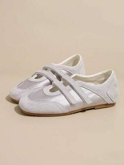 2025 New Summer Women's Red Hook And Loop Trainers, Leather Breathable Soft Sole Shoes [Run Small, Please Refer To Size Chart],Ballet Flats