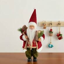 1pc New Country Style Santa Claus Statue With Pine Cone & Gift Bag, Classic Christmas Decor, Suitable For Christmas, Thanksgiving, New Year Decoration