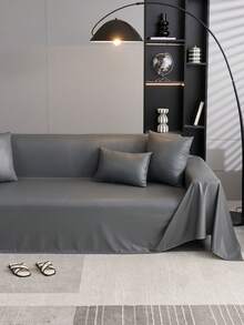 1pc Contemporary Waterproof Sofa Throw Cover - Pet Friendly Seasonal Sofa Blanket Protector, 100% Polyester, Suitable For Sectional Sofas, Machine Washable (180-200gsm) - Dark Grey - View 7