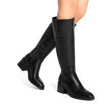 Women's Knee High Boots Chunky Heel Side Zip Tall Boots Classic Solid Color Retro Fashion Boots For Outfits Autumn/Winter - màu đen - Xem 2