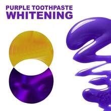 1 pieza Pasta de dientes blanqueadora de color púrpura, sabor a menta, blanqueamiento dental, aliento fresco, limpieza profunda, tamaño de viaje 30ml - Morado - Ver 8