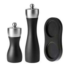 1 pieza/2 piezas/3 piezas Molinillo de pimienta manual de madera con cabezal de acero inoxidable, molinillo de pimienta negro con recubrimiento de PU, molinillo de sal marina y rosa, frasco para especias
