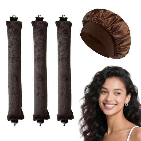 Conjunto de 4 peças para ondulação de cabelo: 1 chapéu com aba de cetim + 3 modeladores de cachos sem aquecimento. Touca de dormir elástica macia e clássica de cor sólida, touca de banho, turbante de cabelo feminino de seda sintética com elástico. Penteado protetor para ondas noturnas, adequado para todos os tipos de cabelo, unissex., Bobes de cabelo, cachos sem calor, modelador de cabelo, produtos e acessórios para cabelo para salão de barbearia, itens essenciais de beleza para viagem, volta às aulas, itens essenciais para viagem e férias, acessórios para cabelo para mulheres, modeladores de cabelo, escova para cabelo cacheado, rolos, produtos para cabelo cacheado, modelador, rolos para cabelo, cacheado, ferramentas para cabelo cacheado, rolo de cabelo, cabelo, rolos de cabelo, cabelo cacheado, cachos sem calor, cachos sem calor, modelador de cabelo, barbeiro, ferramentas para cabelo, produtos para cabelo, acessórios para cabelo, modeladores de cabelo, acessórios de barbeiro, viagem,