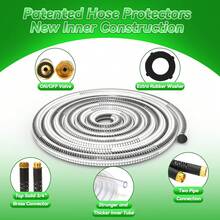 50/100 Feet Garden Stainless Steel Water Hose With Three Fittings Sprinklers & 10 Nozzles Flexible Durable Kink-Free Puncture Resistant Metal Hose For Patio Outdoor Use - 50ft - Xem 5