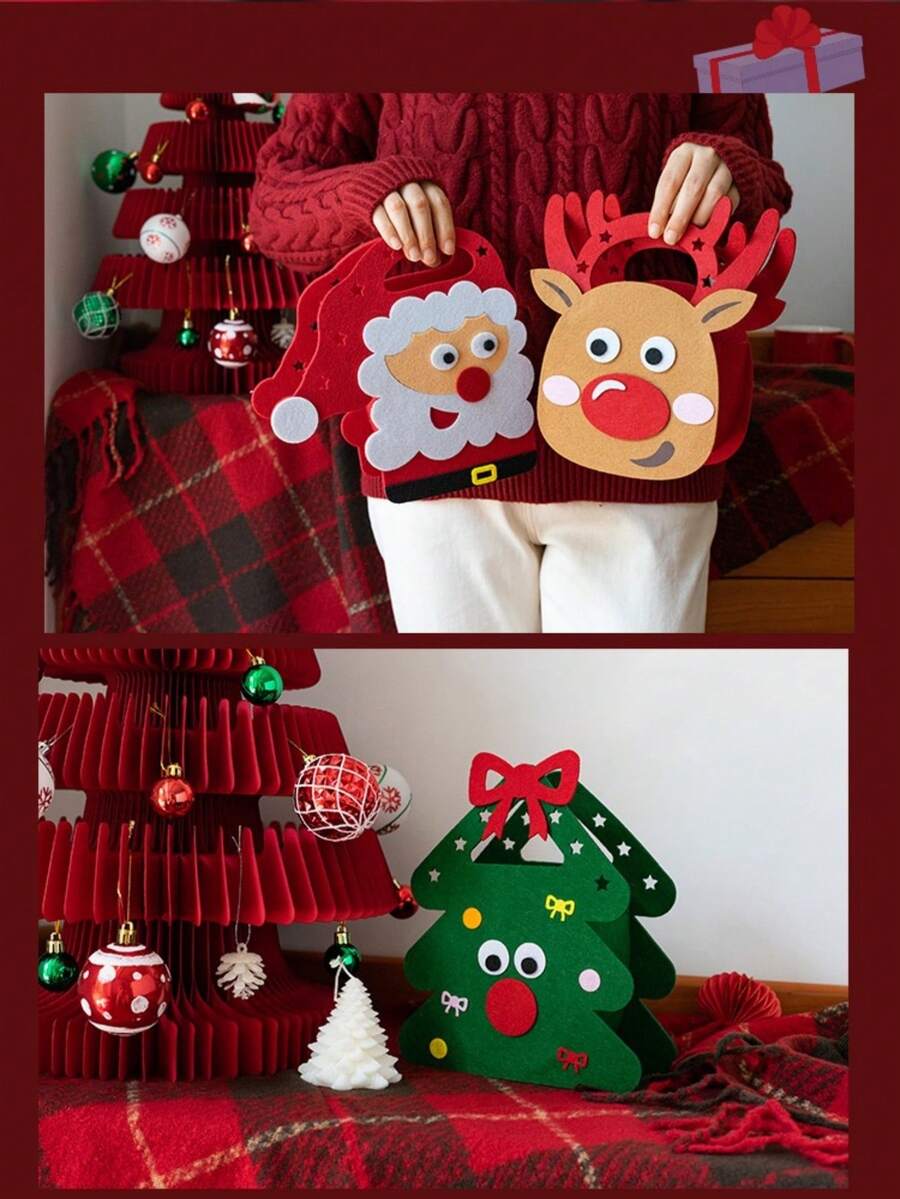 1pc Christmas Gift Bag, Gift Box, Candy Packaging Box, Snowman Creative Decor, Souvenir Gift Box, Cute Party Small Gift, Gift Bag - Multicolor - View 1