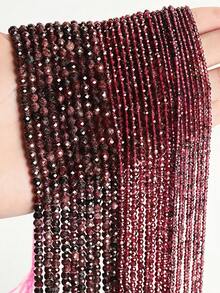 1 串 15 英寸天然石榴石刻面珠，2/3/4 毫米天然石榴石材质刻面配饰，几何经典优雅百搭时尚珠宝疗愈石装饰配件，适用于装饰品手工艺、珠宝制作、DIY 手链、项链等配饰 - 酒紅色(切面散珠) - 查看 11