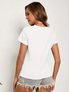 Women's Strawberry Print Casual T-Shirt Summer Fashion Graphic Tee For Ladies Comfortable Short Sleeve Top Perfect For Beach Party Or Everyday Wear - White - View 3