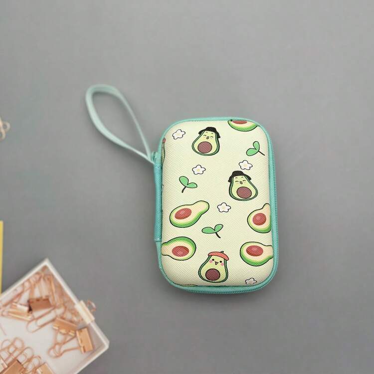 1 件 EVA 材质可爱水果图案拉链耳机盒，有趣设计的充电器收纳盒，适用于 、蓝牙耳机、电缆、USB 驱动器和其他小型电子设备，防摔，多功能数码配件收纳盒，便携式旅行零钱包，适合假日旅行、户外活动电缆收纳盒充电器配件旅行必需品 - 彩色 - 查看 13