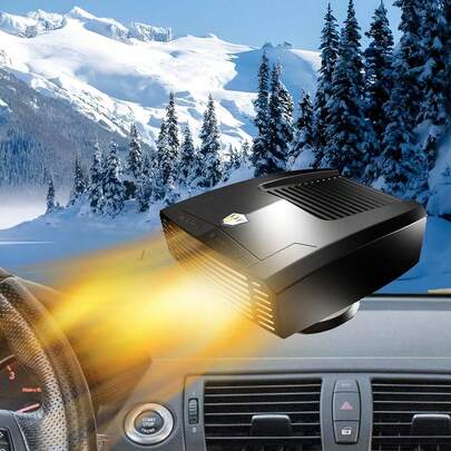 12V 150W Car Heater, Portable Car Heater Defroster Fans, 2 In 1 Heating & Cooling Fast Heating Defrost Defogger With Plug In Cigarette Lighter, Window Defroster For Car, SUV, Jeeps, Trucks