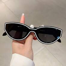 Vintage Women's Cat Eye Fashion Glasses  Line Decorative Frame Men's Decorative Glasses Vacation Casual Versatile Glasses - 黑白線-黑色 - 查看 13
