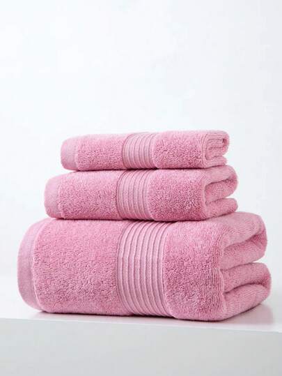 1 pieza Juego de toallas, ligero y delgado, color rosa sólido, toalla de baño rectangular de 70*140cm, toalla de cara de 34*74cm, pañuelo de 34*34cm, secado rápido, absorbente, suave, adecuado para baño, cocina, viaje, regalos, gimnasio, playa, hotel, toallas de ducha para salón de belleza, hotel deportivo, artículos esenciales para el hogar, toalla, cuidado de la piel