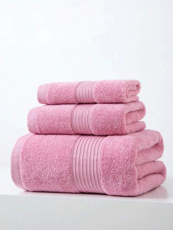 1 pieza Juego de toallas, ligero y delgado, color rosa sólido, toalla de baño rectangular de 70*140cm, toalla de cara de 34*74cm, pañuelo de 34*34cm, secado rápido, absorbente, suave, adecuado para baño, cocina, viaje, regalos, gimnasio, playa, hotel, toallas de ducha para salón de belleza, hotel deportivo, artículos esenciales para el hogar, toalla, cuidado de la piel