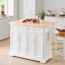 SoBuy FKW71-SCH, Extendable Kitchen Storage Trolley Kitchen Cabinet Cupboard Sideboard Kitchen Island Kitchen Trolley Kitchen Storage Trolley Kitchen Rolling Storage Cart Kitchen Rolling Storage Trolley Kitchen Bakers Rack Kitchen Island On Wheels Kitchen Island With Seating Kitchen Sideboard Kitchen Trolley With Worktop Kitchen Furniture Black Morden Style Minimal Style Nordic Style - White+Khaki - View 6