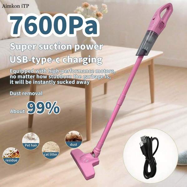 Aimkon iTP A Convenient Handheld Wireless Vacuum Cleaner, Standing Pole Vacuum Cleaner With Extended Tube, 7600pa Strong Suction, Pet Friendly Vacuum Cleaner, Car Home Vacuum Cleaner, 2600mah Battery Pack,7.4V