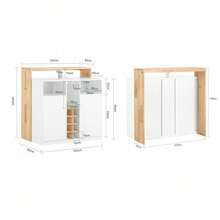 SoBuy KNL07-WN, Kitchen Island Sideboard Storage Cabinet Kitchen Breakfast Dining Bar Table Bar Cabinet With Wine Rack, White & Natural - White - View 3