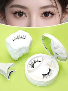 زوج من رموش مغناطيسية طبيعية المظهر، زوج قابل لإعادة الاستخدام من الرموش المغناطيسية مع أداة التطبيق، طقم رموش مغناطيسية لا تحتاج إلى غراء، سهلة الارتداء والإزالة، رموش مستعارة - رموش طبيعية - مشاهدة 2