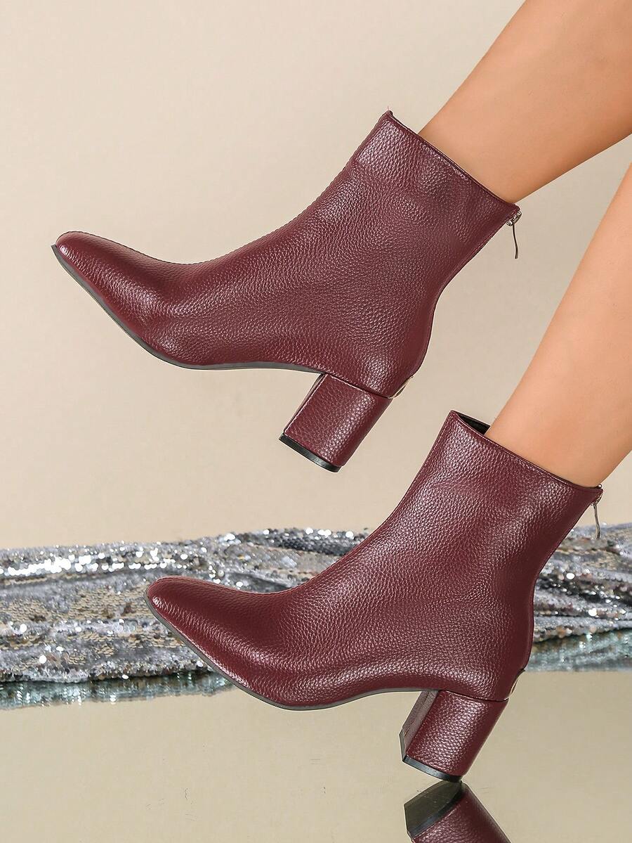 Nuevas botas de tobillo de tacón alto elegantes francesas para mujeres, botas de moda de talla grande con tacón grueso para otoño/primavera