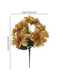 1 Strauß doppellagige künstliche Weihnachtsdekoblumen, Feiertags-Dekorblumen, geeignet für Weihnachtsbaum-Dekoration und Feiertags-Geschenke