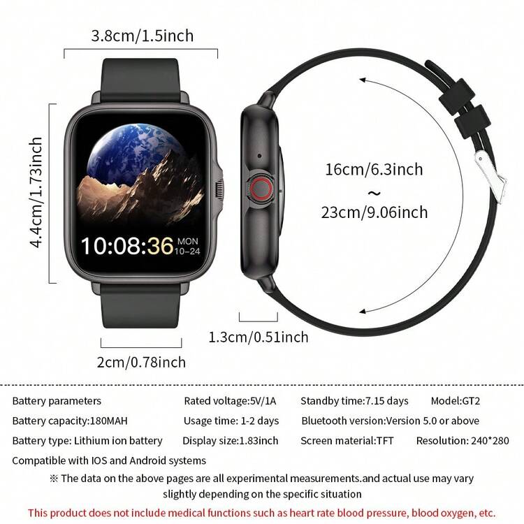 Ny smartklocka för unisex, stöder samtal/svar, spårar steg/kalorier/distans, flera sportlägen, larm/samtal/meddelandeaviseringar, 1,83" full pekskärm, kompatibel med Android, perfekt present till jul, nyår, alla hjärtans dag och andra högtider - Multifärgad - Visa 9