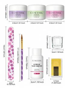 coscelia 8PCS Clear Pink Nude Acrylic Powder & EMA Liquid Monomer Set For Crystal Nails Extension Nail Supplies Kit For Women DIY Nail Art Salon Gift