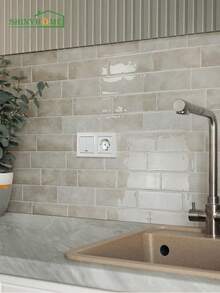 shiny home 1/10/30pcs Green Brick Pattern Imitation Tile Self-Adhesive Wall Stickers, Peel And Stick Wall Tile, Waterproof Wallpaper For Living Room Kitchen Backsplash Bathroom Home,Zellige Style - Beige - View 4