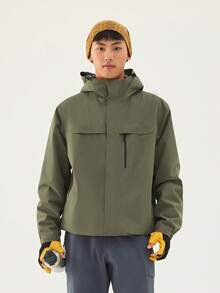 TECTOP Herren Herbst/Winter 3-in-1 thermisch gefütterter Windjacke, abnehmbares Innenfutter, warm, wasserdicht, windabweisend, geeignet für Outdoor-Wanderungen, mit Kapuze, verstellbare Manschetten, mehrere Taschen