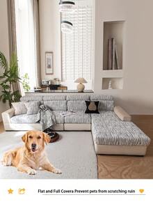 1pc All Season Jacquard Plush Anti-Slip Sofa Seat Cushion Cover, Soft & Skin-Friendly Modern Style, Pet-Proof Elastic Sofa Slipcover, Suitable For L-Shaped Combination Sofa And 1/2/3/4 Seater Sofa (Sold Individually) - Multicolor - View 5