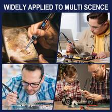 Zestaw lutownicy, ILIBILIB 110 V-240 V, 90 W, wyświetlacz cyfrowy LCD, regulowana temperatura lutownicy od 180 do 500°C, 6 w 1, termostatyczny, szybko nagrzewający się, inteligentny zestaw lutownicy do samodzielnego lutowania, z 5 końcówkami