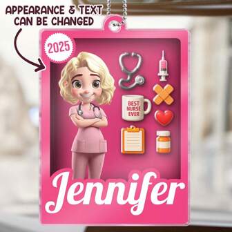 Catygift Adorno personalizado de enfermera, colgador de coche de acrílico personalizado, excelente regalo para enfermeras, aprecio a las enfermeras, mejor decoración "La mejor enfermera", regalo para enfermeras, suministros de regalo de Navidad