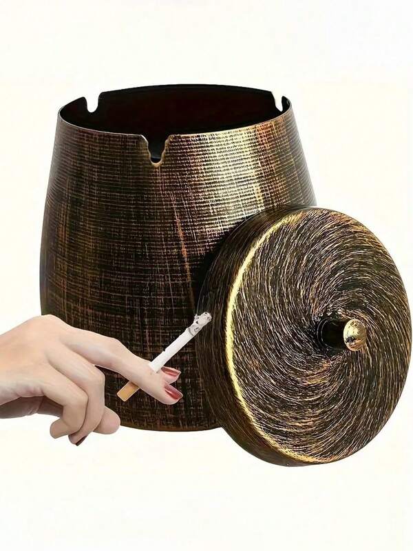 1 件复古古铜色带盖烟灰缸，防风无味烟灰缸，适合户外使用，家居装饰烟灰缸，送给朋友的礼物，3 种尺寸可选生日礼物毕业，家居必需品，吸烟配件，