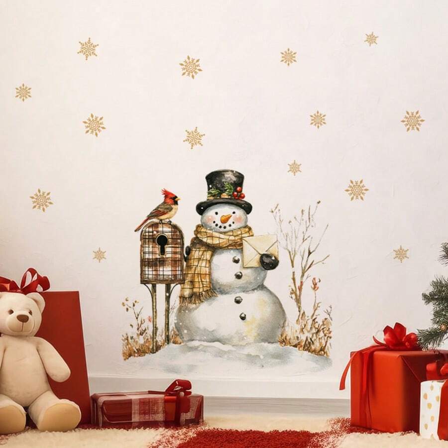 Adesivo da parete rimovibile in PVC con pupazzo di neve e fiocchi di neve - Decorazione festiva per cucina, bagno, camera da letto - Decorazione natalizia con design a pupazzo di neve e sciarpa, decorazione per il bagno | Tema festivo allegro | Adesivo in PVC, decorazioni natalizie, decorazioni di Ognissanti, decorazioni natalizie, decorazioni del Ringraziamento, decorazioni per matrimoni, decorazioni per la casa, decorazioni autunnali, decorazioni per feste di compleanno, forniture per feste, decorazioni per festival indoor, decorazioni per pareti, ornamenti di Ognissanti