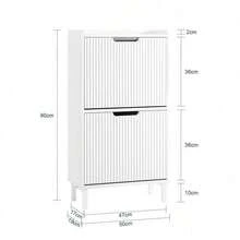 Shoe Rack With 2 Flaps, Slim Shoe Cabinet, Shoe Rack With 2 Shelves, Shoe Chest Of Drawers, Shoe Storage, White, W X H X D Approx. 50 X 90 X 19 Cm FSR177-W - White - View 3