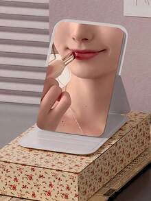 Folding Portable Makeup Mirror, Cosmetic Mirror With Stand, Travel Mirror, Beauty Supplies, Desktop Makeup Mirror,Rectangle Desktop Compact Mirror Folding Small Simple Style Makeup Mirror Travel Portable Cosmetic Touch-Up Mirror For Women Girl Gift - Makeup Mirror Travel Accessories Bag Beach Car Accessories Travel Essentials Travel Must Haves Vacation Summer Holiday Back To School