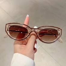 Vintage Women's Cat Eye Fashion Glasses  Line Decorative Frame Men's Decorative Glasses Vacation Casual Versatile Glasses - 黑白線-黑色 - 查看 6