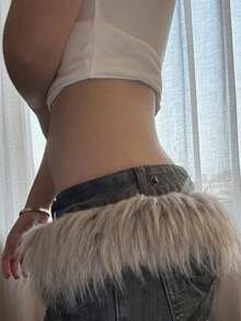 1pc Tie-Dye Gray Star Sexy Street Vintage Party PU (Leather) Fuzzy Waist Belt, High-End Gray & White Color With Star Chain, Versatile For Pants, Suitable For Dance, Spring/Summer/Autumn/Winter, Y2K Baddie Style Fall, Autumn, Halloween - Multicolor - View 8