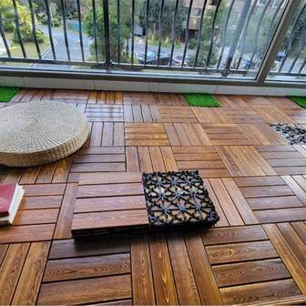 Anti-Corrosion Carbonized Wood Outdoor Garden Interlocking Thick Flooring, Indoor & Outdoor Patio Flooring