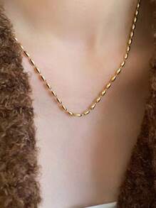 1pc Stainless Steel Lips Detail Clavicle Chain Necklace For Women