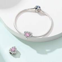 1Count DIY Romantic Classical Pink Purple Zirconia Butterfly, Flower, Animal Series Bead Hanging, Suitable For Pandala Bracelet, Fashionable And Exquisite For Daily Wear, Holiday Gift