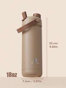 18oz Insulated Water Bottle With 2-In-1 Straw Lid, 24 Hours Cold Retention, Leak-Proof, Stainless Steel Double Wall, Suitable For Sports, Fitness, Travel And School - Brown - View 4