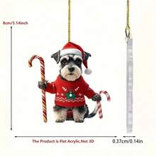 2pcs 2D Flat Poodle Candy Cane Ornaments. 2D Acrylic Decorations. Suitable For Christmas Decorations, Car Hanging, Rearview Mirror Pendant, Home Decor, Unique Holiday Gifts, Christmas Tree Ornaments