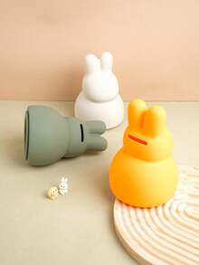 1pc Print On Demand Personalized Customization Name Silicone Rabbit Piggy Bank Custom Coin Bank Cute Rabbit Shape Children Products Practical Gifts For Kids Money Box Back To School - Multicolor - View 6